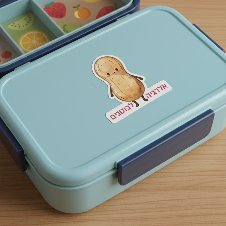 מדבקת "אלרגיה לבוטנים" מעוצבת – סימון ויזואלי לציוד אישי